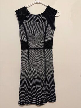 BCBGMAXAZRIA Ilana Striped Fit & Flare Dress Cocktail | Size XS